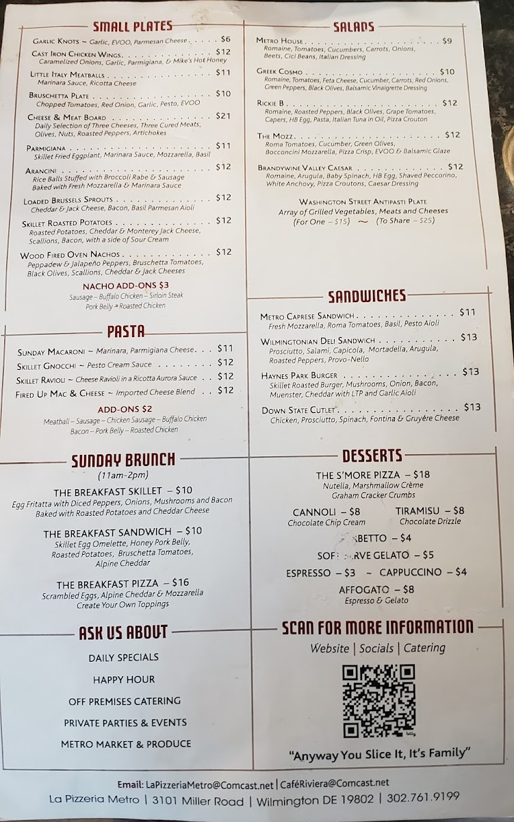 Menu La Pizzeria Metro-2