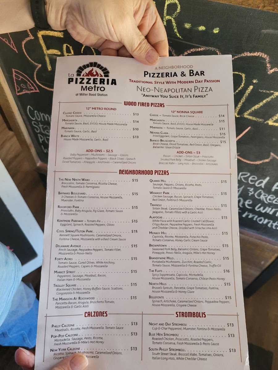 Menu La Pizzeria Metro-5