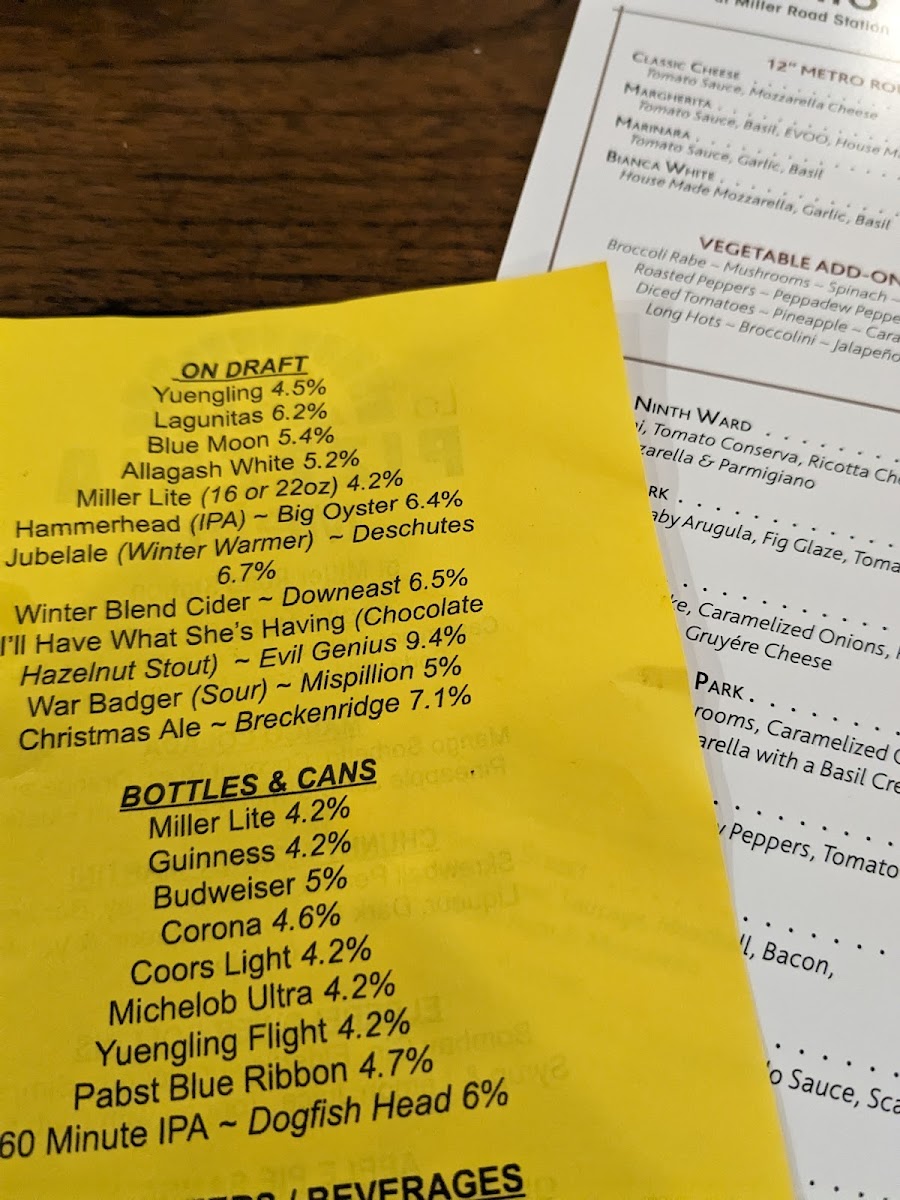 Menu La Pizzeria Metro-8